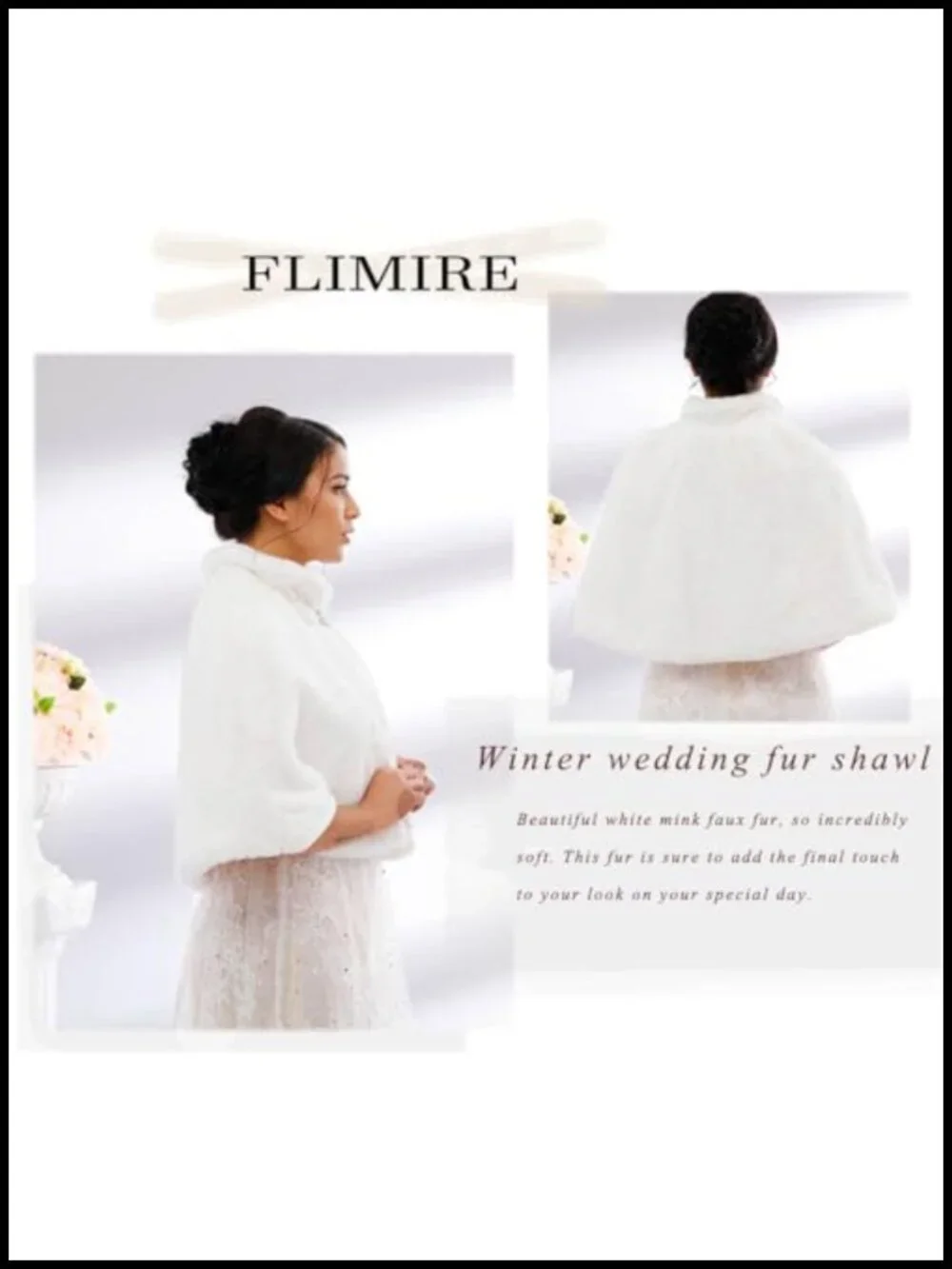 Faux Fur Shawl Wrap Bridal Wedding Stole Winter Scarf for Women